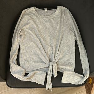 Lululemon grey long sleeve shirt- with tie in the front. Size 6